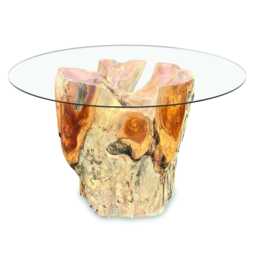 Teak Root Round Lombok Coffee Table Extra Small With 70cm Glass