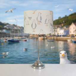Lampshades in Laridae Seagull Natural Fabric Handmade Various Sizes Free Delivery - thumbnail 3