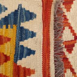 Kilim Runner Rug, Handmade Artisan Afghan Turkish Aztec Natural Wool Rug 385x78 cm - thumbnail 3