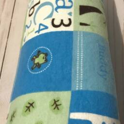 Reversible Baby Blanket, Flannel Giraffe Blue & Green Multi Colored Boy Blanket - thumbnail 2