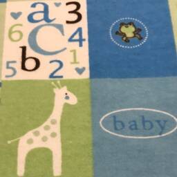 Reversible Baby Blanket, Flannel Giraffe Blue & Green Multi Colored Boy Blanket - thumbnail 4
