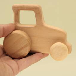 Handmade Natural Wood Tractor - Eco-Friendly Baby Toy - thumbnail 1