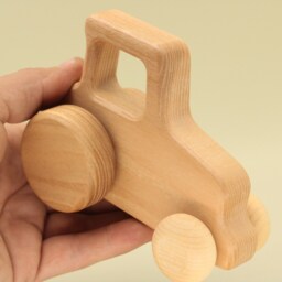 Handmade Natural Wood Tractor - Eco-Friendly Baby Toy - thumbnail 4