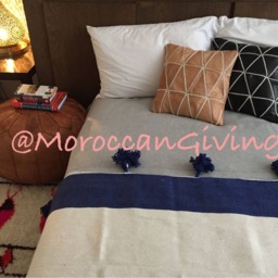 "Moroccan Pom Blanket - Throw With Blanket Bed Spread Bedding Cotton /59""Wx59" - thumbnail 2