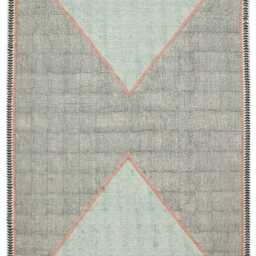 Blue Geometric Block Printed Rug, 8x10 Ft - Bohemian Cotton Rug - thumbnail 2