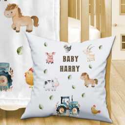 Personalised Farm Animals Baby Blanket, Custom Red Barn Minky Comforter, Soft Nursery Cushion - thumbnail 2