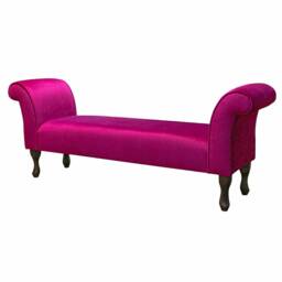 Boysenberry Velvet Large Window Seat - Pink Deluxe Bed End Bench Handmade in Britain