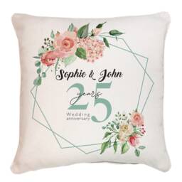 Personalised Wedding Anniversary Gift/Couple Floral Design Cushion Cover Mr & Mrs 1st, 10Th 25Th, 30Th, 40Th, 50Th Anniversary - thumbnail 4