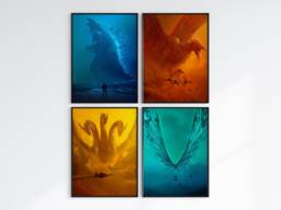 Monsterverse Posters, Kong, Godzilla, Mothra, Ghidorah, Skull Island, King Of Monsters, Retro, Vintage, Wall Art, Monarch Poster, Monsters - thumbnail 1