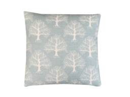 Handmade Country Woodland Oak Tree Duck Egg Blue Linen Throw Pillow Sham Cushion Cover - thumbnail 1
