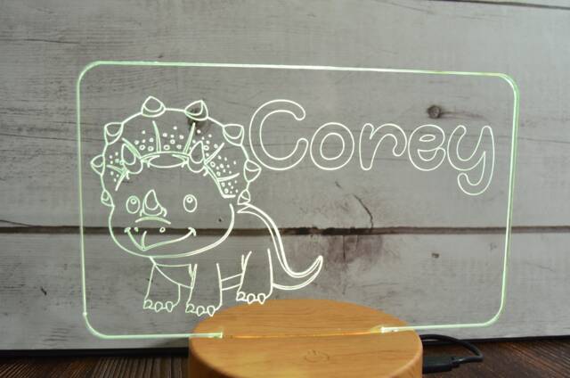 Custom Dinosaur Led Night Light Personalized Kids Room Decor - image 1