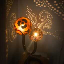 Gourd Lampshade Fairy Light Nightlight With Vegan Leather Stand - thumbnail 2