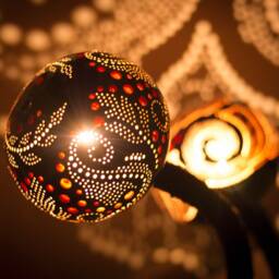Gourd Lampshade Fairy Light Nightlight With Vegan Leather Stand - thumbnail 3