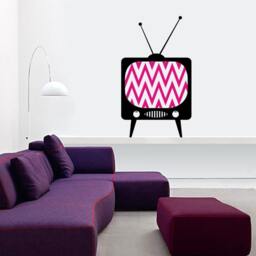 Vintage Television Pattern Vinyl Wall Decal Psychedelic 60's Video Art Broadcast Decor - thumbnail 2