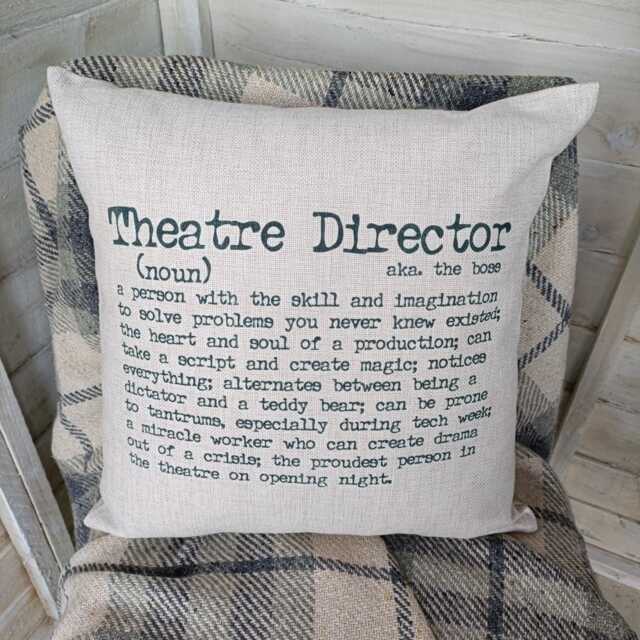 Theatre Director Cushion, Dictionary Definition Gift For Theatre Lovers, Technicians, Backstage - image 1