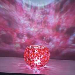 Burgundy & Gold Glass Candle Holder, Hand Painted, Unique Home D??cor - thumbnail 2