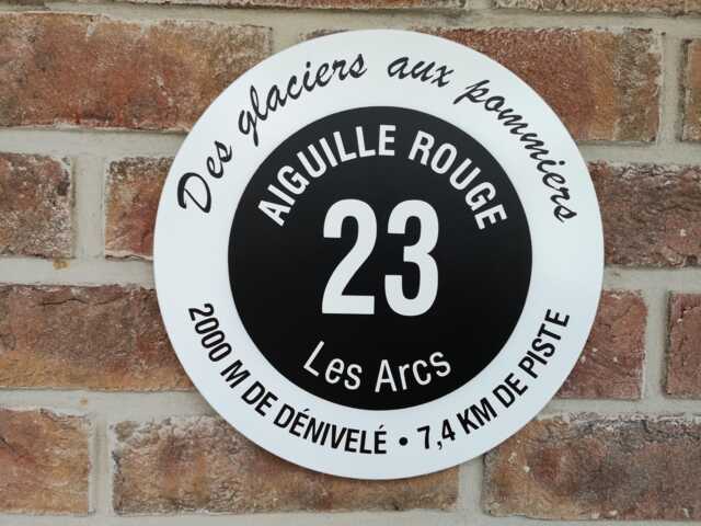 Hand Stenciled Les Arcs Ski Piste Sign Aiguille Rouge Custom Wall Art - image 1