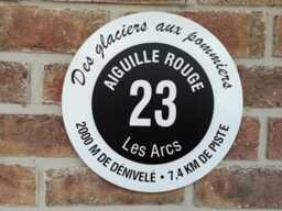 Hand Stenciled Les Arcs Ski Piste Sign Aiguille Rouge Custom Wall Art - thumbnail 1
