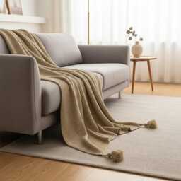 Woven Scandinavian Throw Blanket Minimalist Nordic Plaid Sofa Couch Cover, Hygge Blanket - thumbnail 3