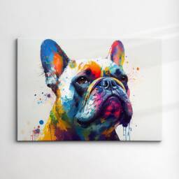 Colorful French Bulldog Dog Pet Abstract Modern Oil Painting Wall Art, Framed Canvas Poster Print, Home Kitchen Office Room Decor, Gifts - thumbnail 3