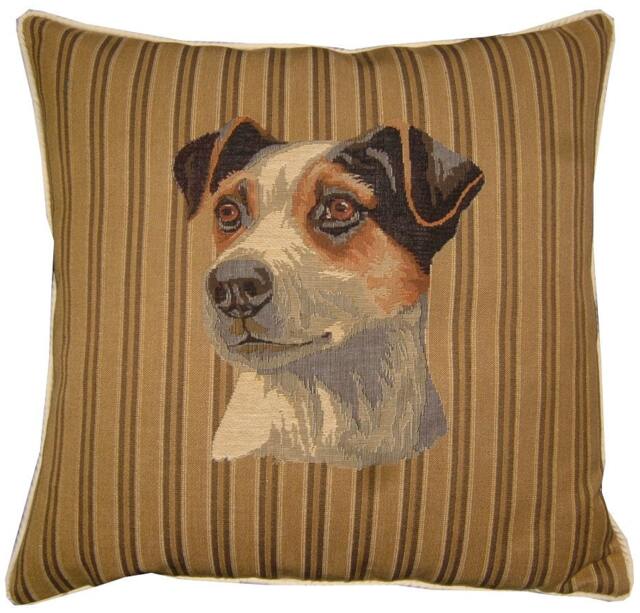 Jack Russell Dk Stripe Tapestry Cushion Cover - image 1