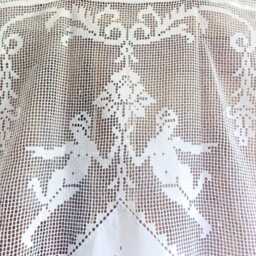 Brisebise Curtain Panel Embroidered On Netting, Central Hand-Embroidered Motif, Richelieu Style, 88 X 132 cm, White - thumbnail 2