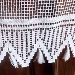 Brisebise Curtain Panel Embroidered On Netting, Central Hand-Embroidered Motif, Richelieu Style, 88 X 132 cm, White - thumbnail 4