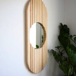 Fluted Collection - Klon Mirror - Wall For Home Gift Decor Modern Entryway Framed Wood - thumbnail 2