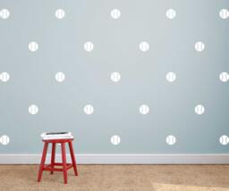 Baseball Pattern Wall Decals - Sports Playroom Decor
