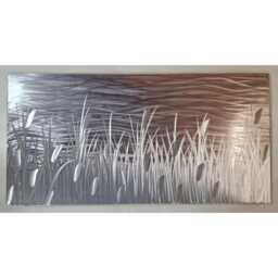 Modern, Abstract, Contemporary Metal Wall Art By R Toomer Art. Indoor/Outdoor. Titled By The Lake. Silver, Copper & Grey - thumbnail 3