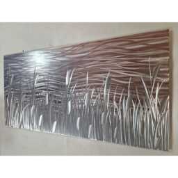 Modern, Abstract, Contemporary Metal Wall Art By R Toomer Art. Indoor/Outdoor. Titled By The Lake. Silver, Copper & Grey - thumbnail 1
