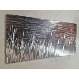Modern, Abstract, Contemporary Metal Wall Art By R Toomer Art. Indoor/Outdoor. Titled By The Lake. Silver, Copper & Grey - thumbnail 2