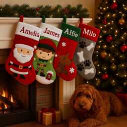 Embroidered Christmas Stocking - Personalized Xmas Filler - thumbnail 1