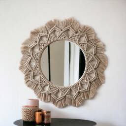 Large Macrame Mirror, Wall Hanging, Nursery Art, Christmas Gift, Boho Decor, Gift For Her - thumbnail 3