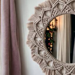 Large Macrame Mirror, Wall Hanging, Nursery Art, Christmas Gift, Boho Decor, Gift For Her - thumbnail 2