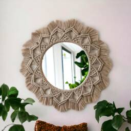 Large Macrame Mirror, Wall Hanging, Nursery Art, Christmas Gift, Boho Decor, Gift For Her - thumbnail 4