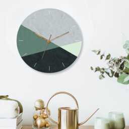 Large Wall Clock Modern, Bedroom Green Clock, Kitchen Round, Geometric Wall Clock, Unique & Modern Gift - thumbnail 2