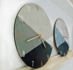 Large Wall Clock Modern, Bedroom Green Clock, Kitchen Round, Geometric Wall Clock, Unique & Modern Gift - thumbnail 1