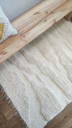 Ivory Wool Rug, Custom Solid Rug For Bedroom, Living Room Or Nursery, Washable Accent Rugs, Scandinavian Decor, Perfect New Home Gift - thumbnail 1