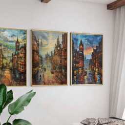 Set Of 3 Glasgow Posters, Scotland Travel Prints, Wall Art Set, Cityscape Poster Modern Home Decor Gift - thumbnail 3