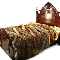 Coyote Faux Wolf Fur Bed Spread Or Throw Blanket - Sizes Available - thumbnail 2