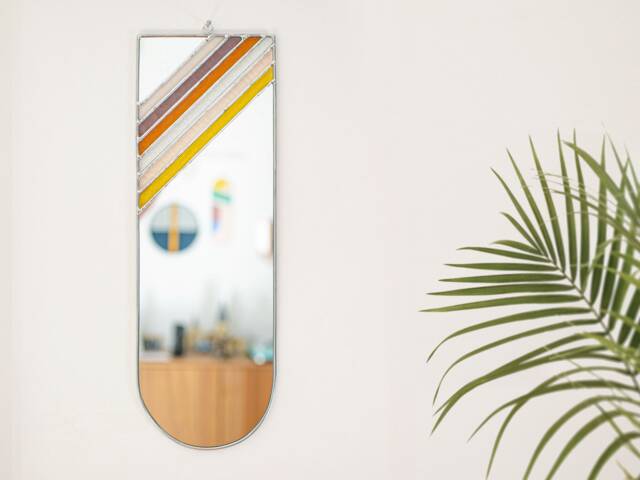 Stained Glass Mirror, 70S Style, Modern Boho Wall Hanging - image 1