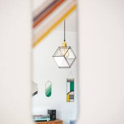 Stained Glass Mirror, 70S Style, Modern Boho Wall Hanging - thumbnail 4