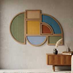 Handwoven Wool Wall Hanging - Geometric Fiber Art, Boho Decor - thumbnail 3