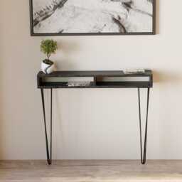 Narrow Solid Pine Console Table/Entryway With Metal Hairpin Legs - thumbnail 4
