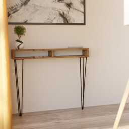 Narrow Solid Pine Console Table/Entryway With Metal Hairpin Legs - thumbnail 2