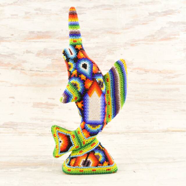 Huichol Sailfish Sculpture - Hand Carved Copal Wood Alebrije, Oaxaca Decor - image 1
