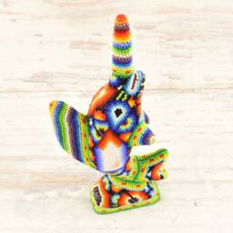Huichol Sailfish Sculpture - Hand Carved Copal Wood Alebrije, Oaxaca Decor - thumbnail 4