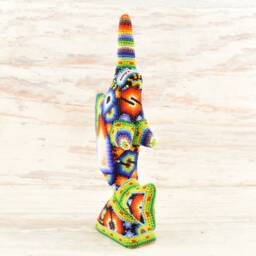 Huichol Sailfish Sculpture - Hand Carved Copal Wood Alebrije, Oaxaca Decor - thumbnail 3