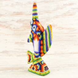 Huichol Sailfish Sculpture - Hand Carved Copal Wood Alebrije, Oaxaca Decor - thumbnail 2